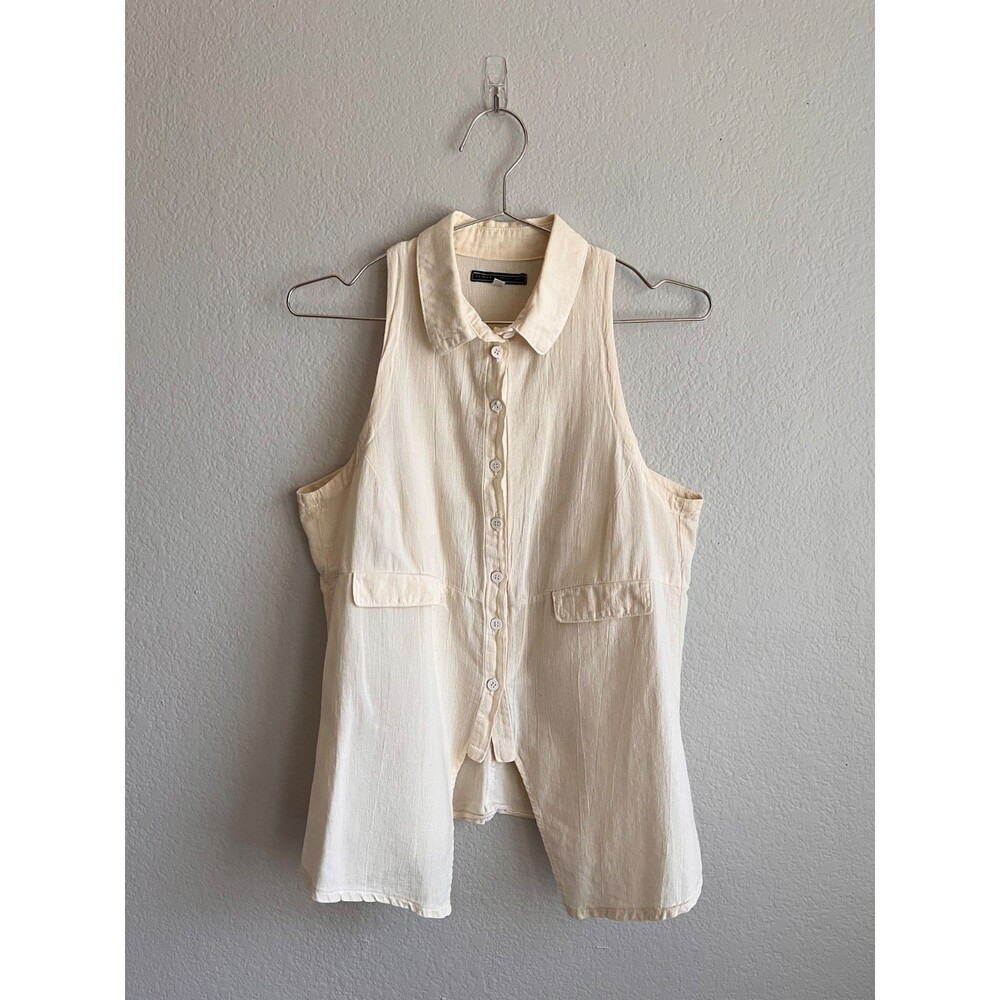 Lurdes Bergada Avant Garde Cotton Sleeveless Vest Top in Ivory Size LARGE